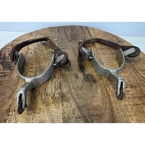 Vintage Western Gooseneck Cowboy Riding Spurs With Leather Straps Unmarked